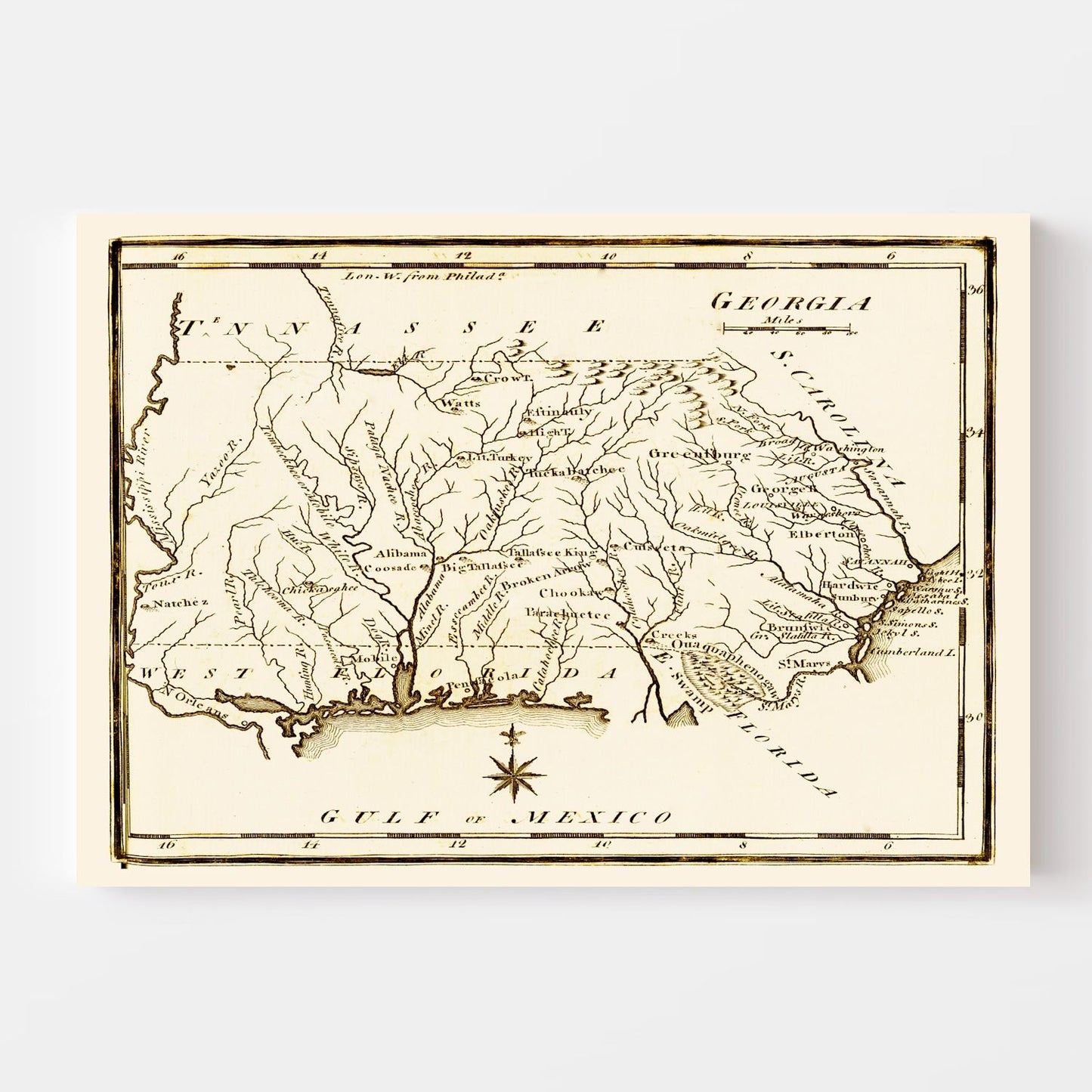 Vintage Map of Georgia, 1795
