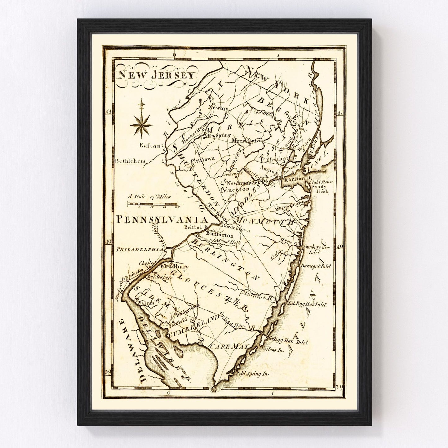 Vintage map of New Jersey, 1795