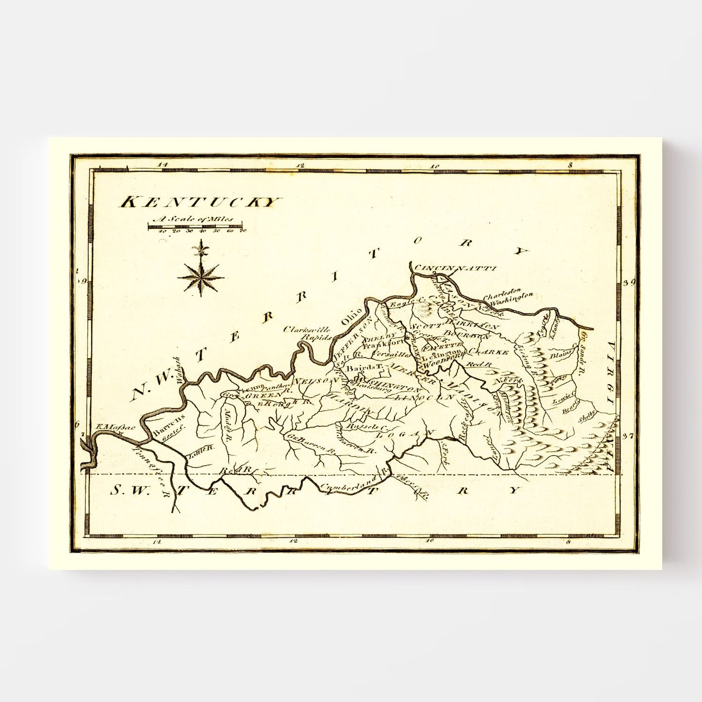 Vintage Map of Kentucky, 1795