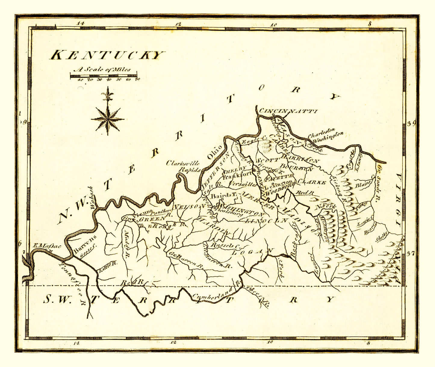 Vintage Map of Kentucky, 1795
