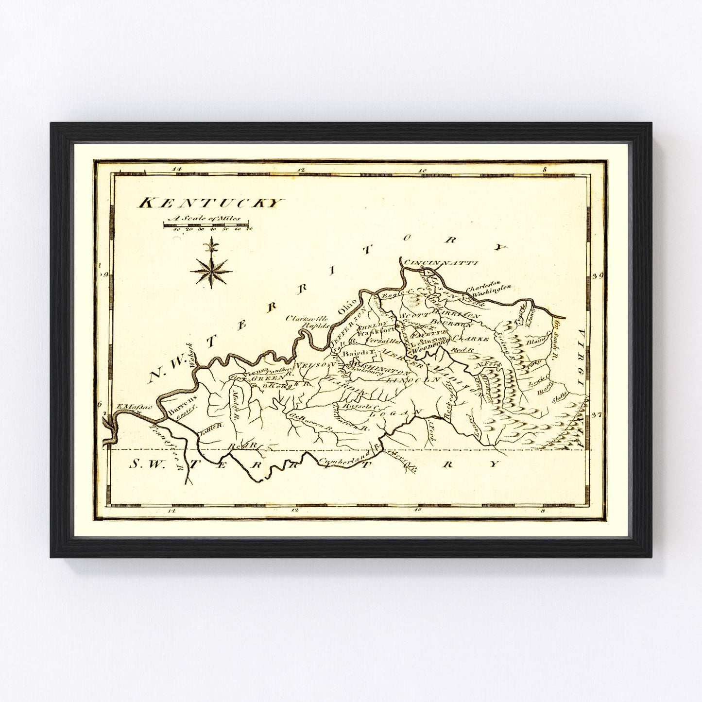 vintage map of Kentucky, 1795