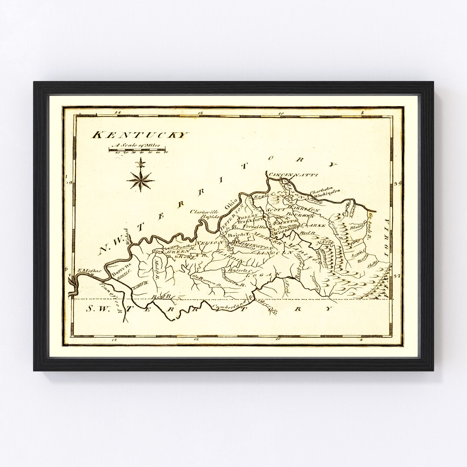 vintage map of Kentucky, 1795