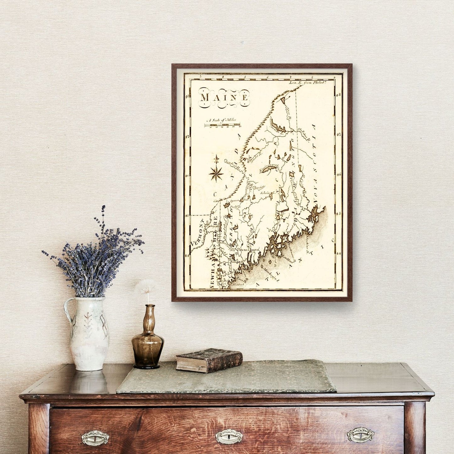 Vintage Map of Maine, 1795 Wall Art