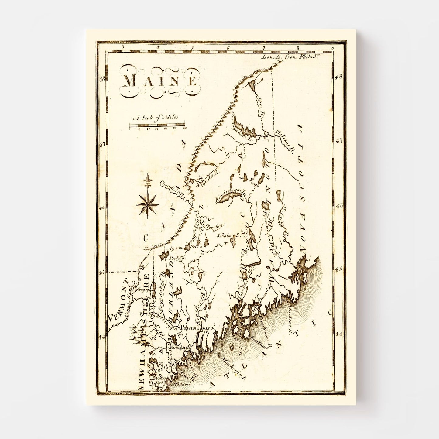 Vintage Map of Maine, 1795 Wall Art