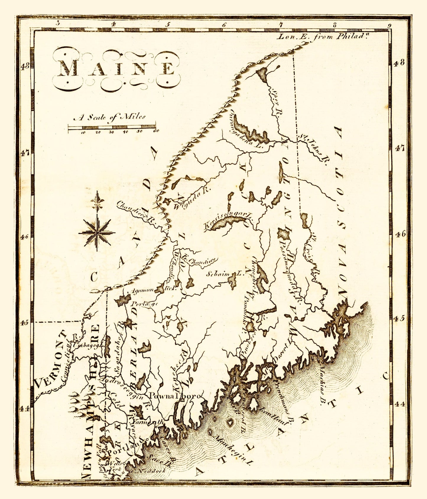 Vintage Map of Maine, 1795 Wall Art