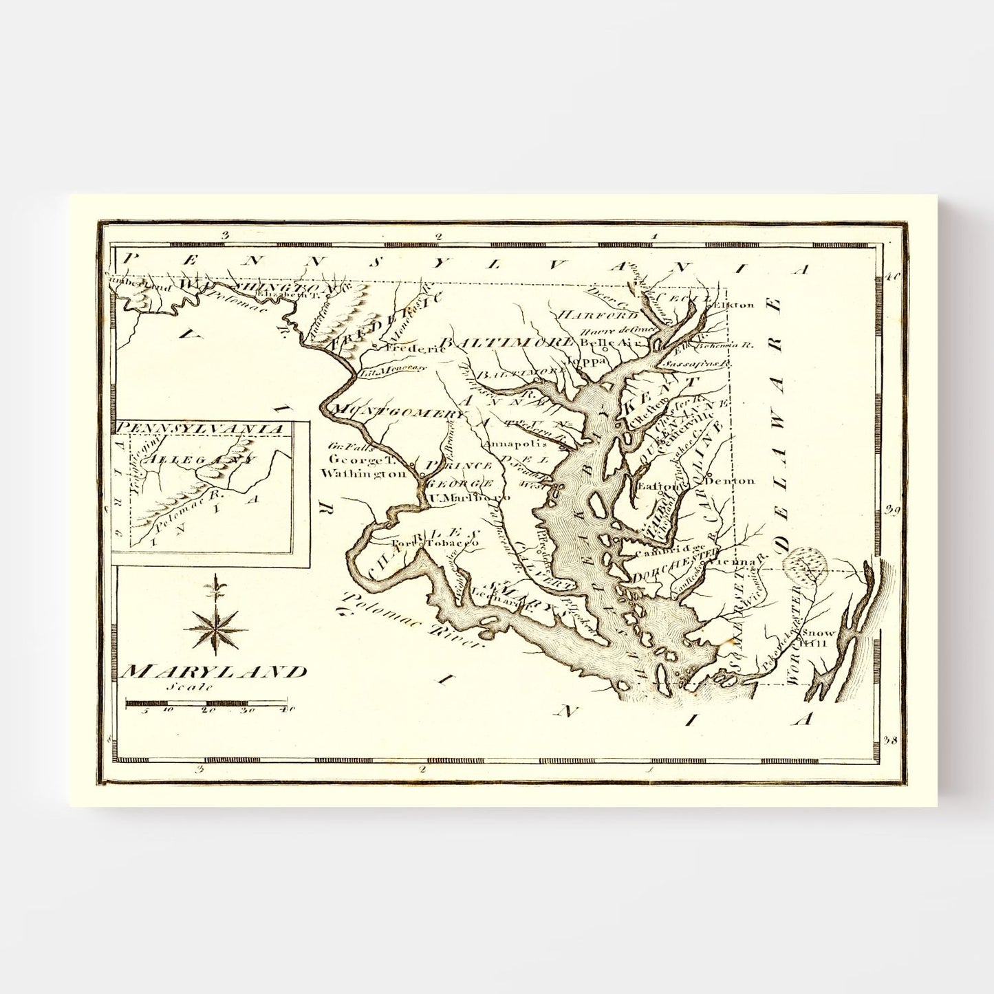 Vintage Map of Pennsylvania, 1795