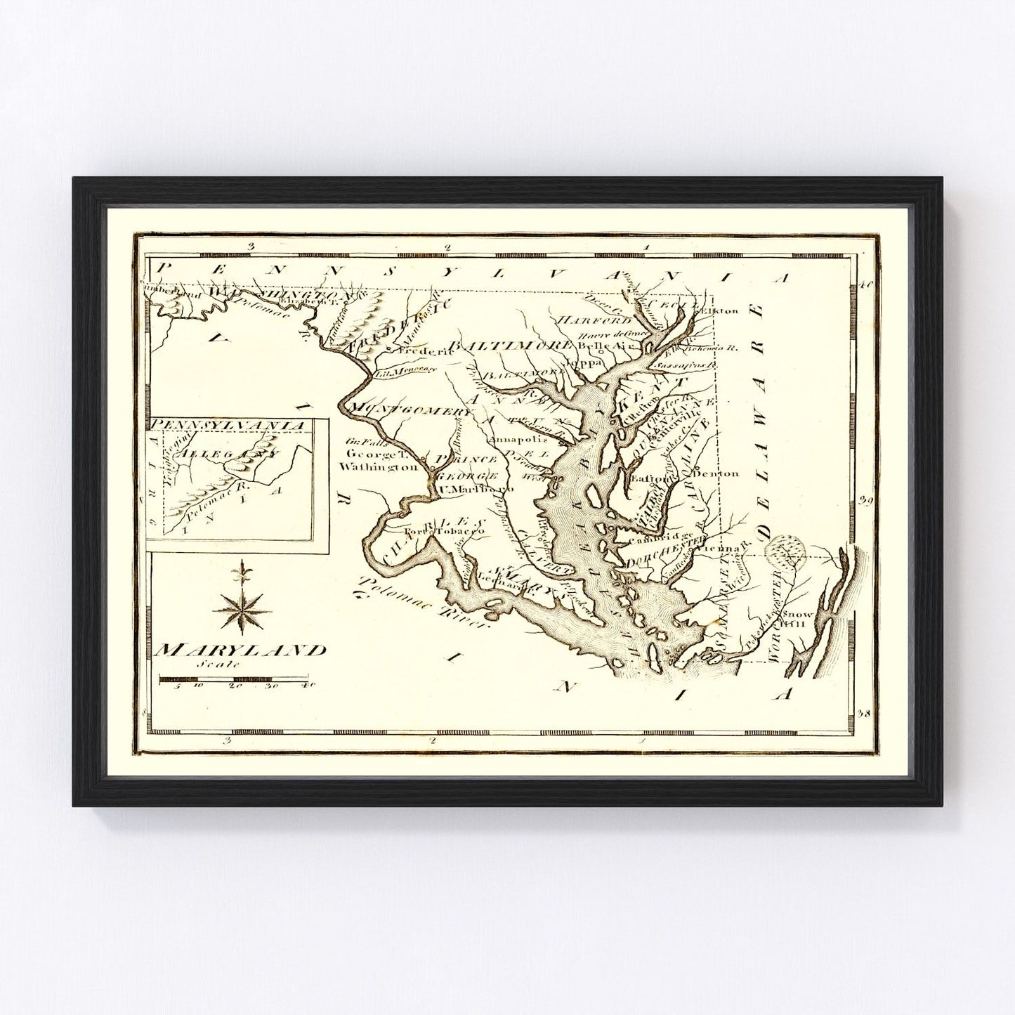 vintage map of Pennsylvania, 1795