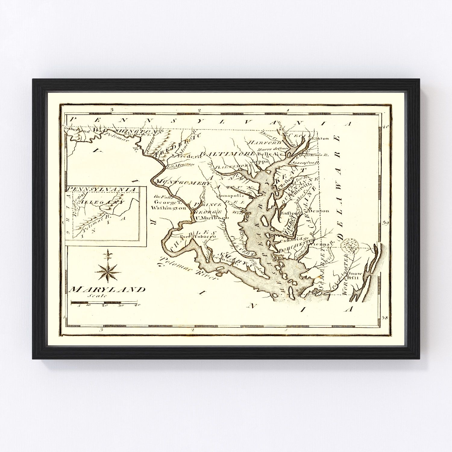 vintage map of Pennsylvania, 1795