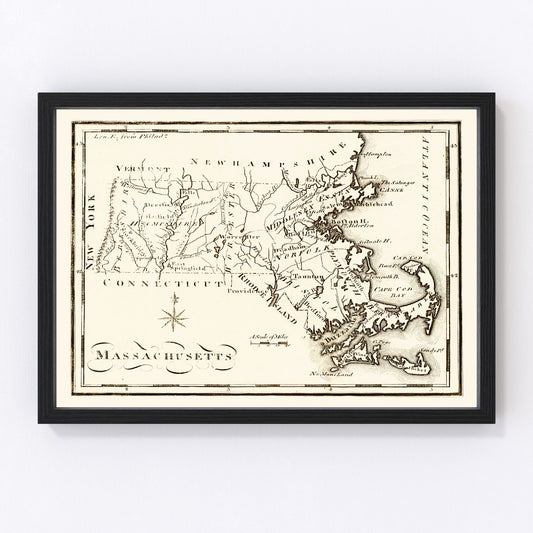 Vintage map of Massachusetts, 1795