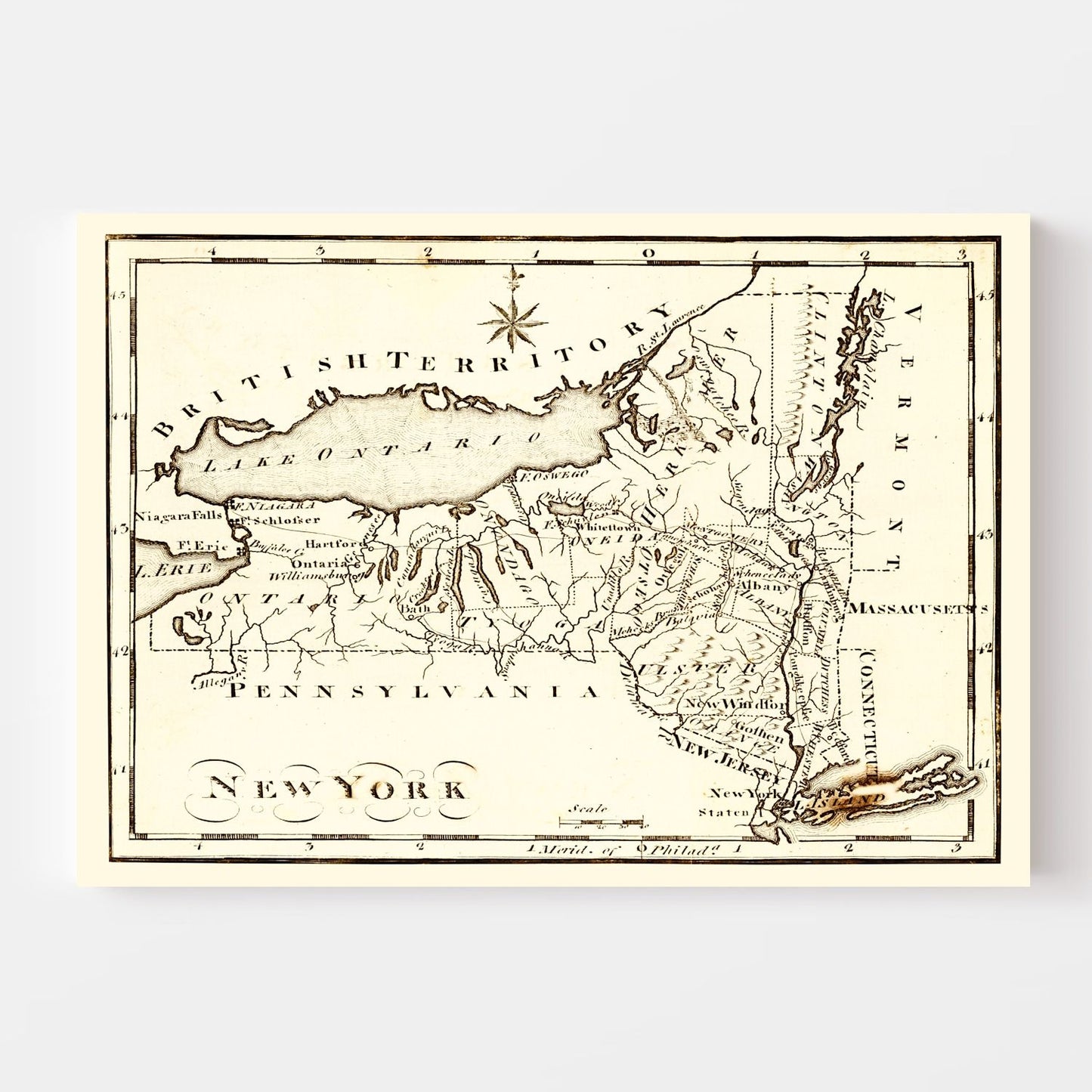Vintage Map of New York State, 1795