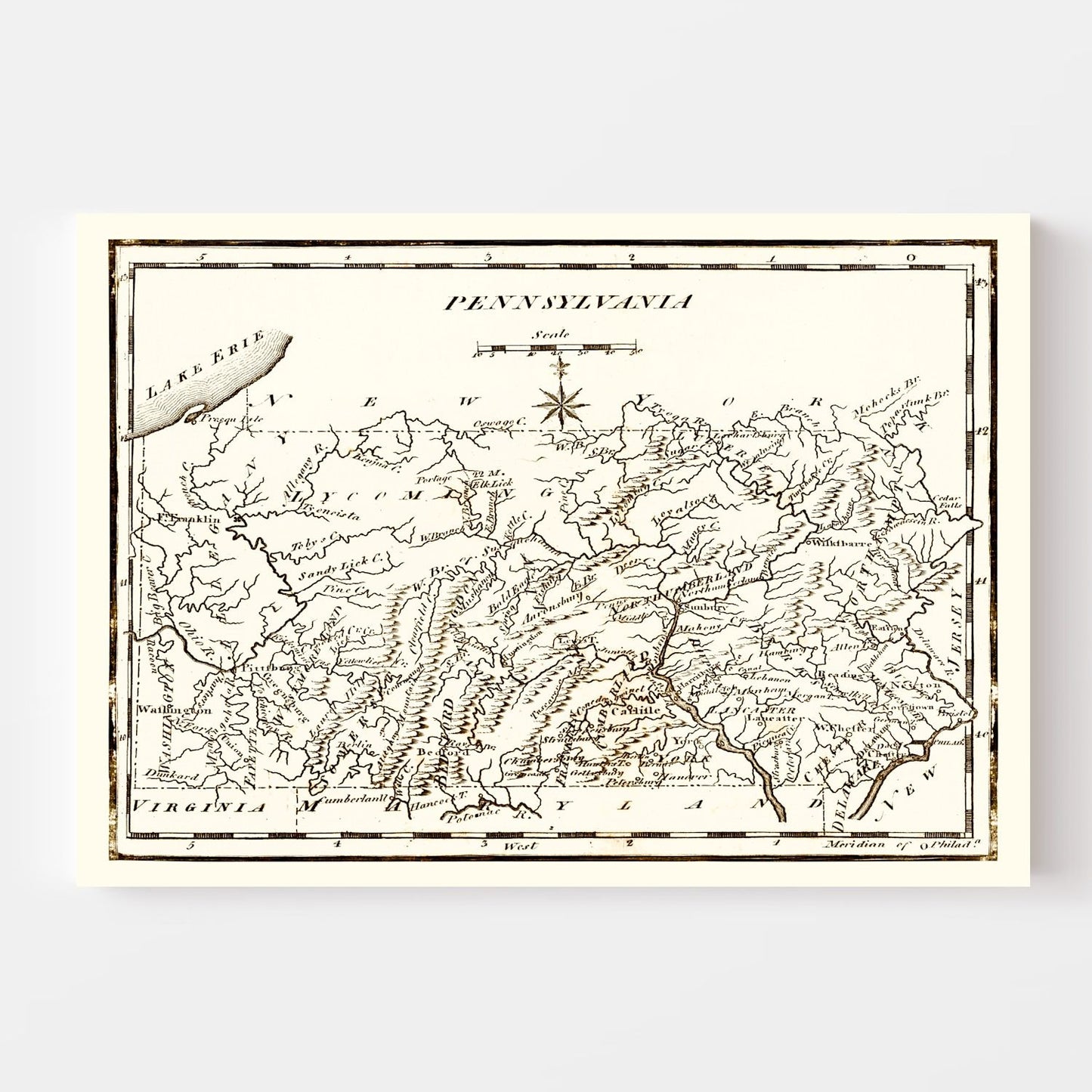 Vintage Map of Pennsylvania, 1795, No. 2