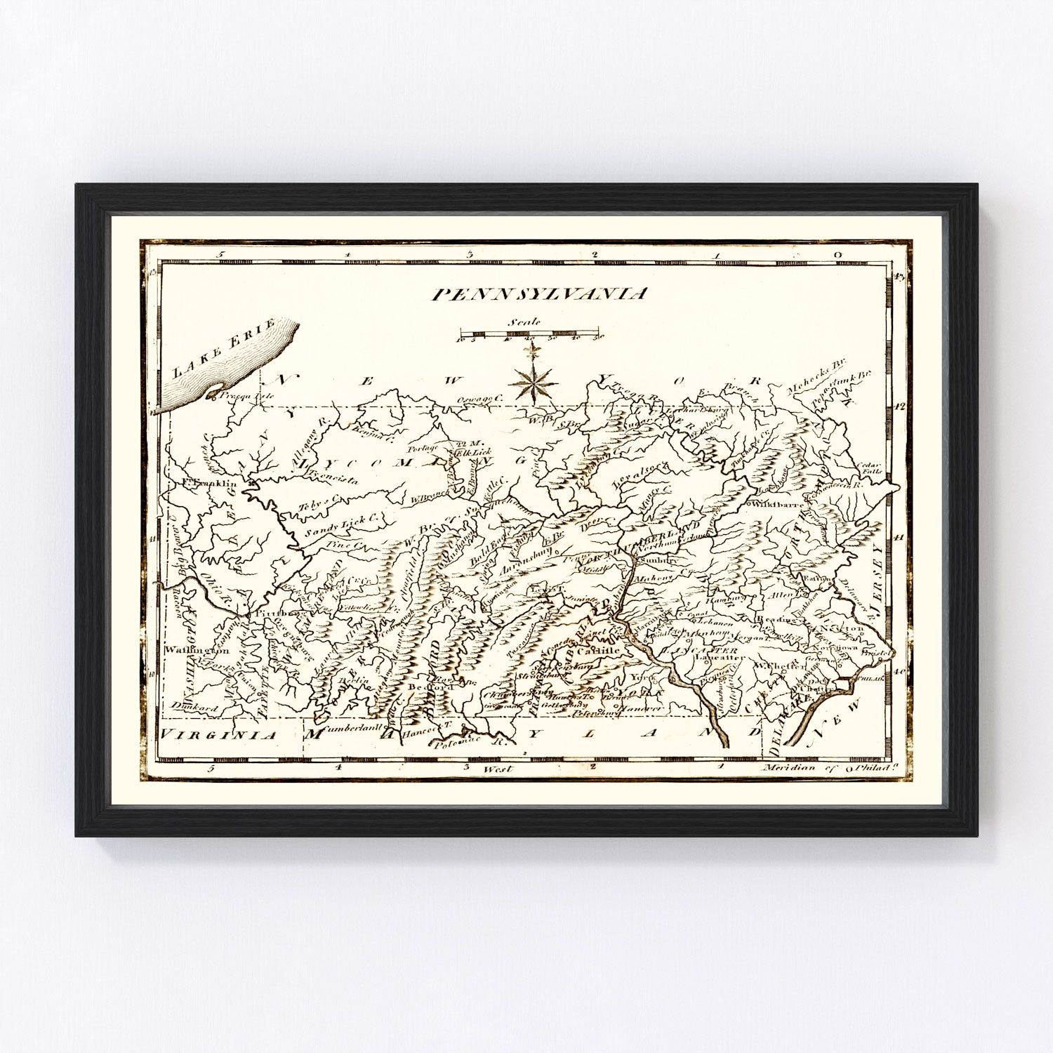 vintage map of Pennsylvania, 1795