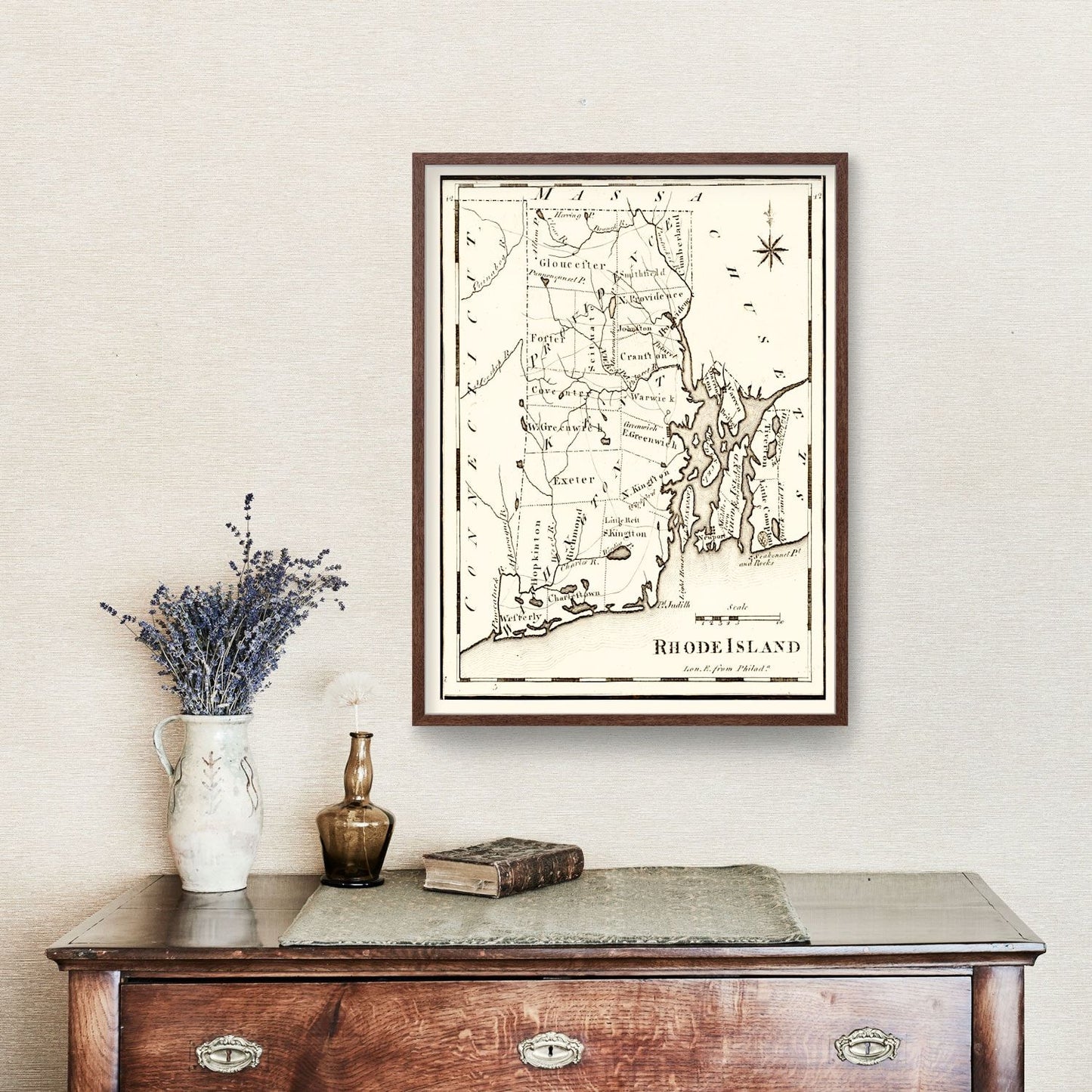 Vintage Map of Rhode Island, 1795