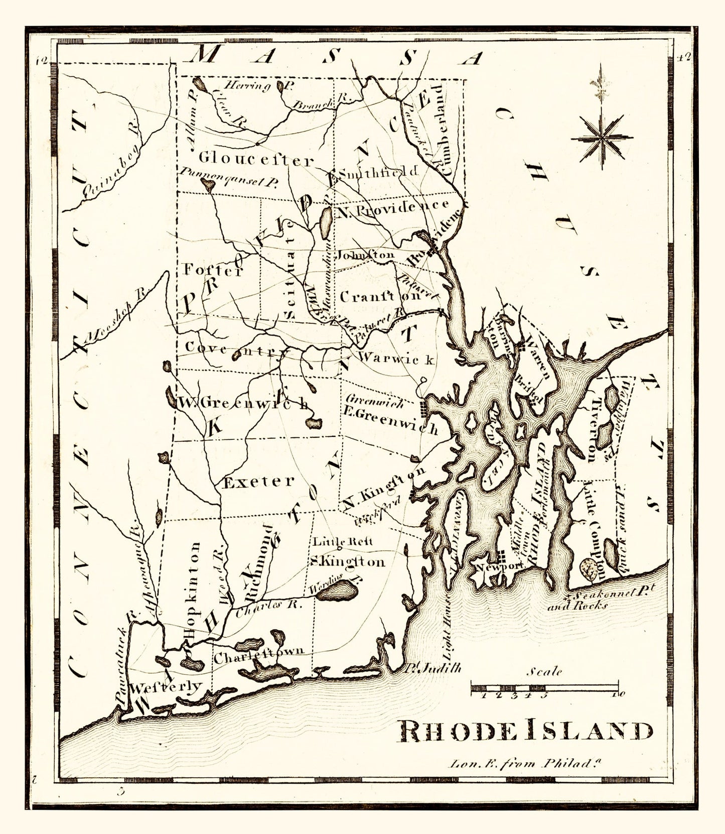 Vintage Map of Rhode Island, 1795