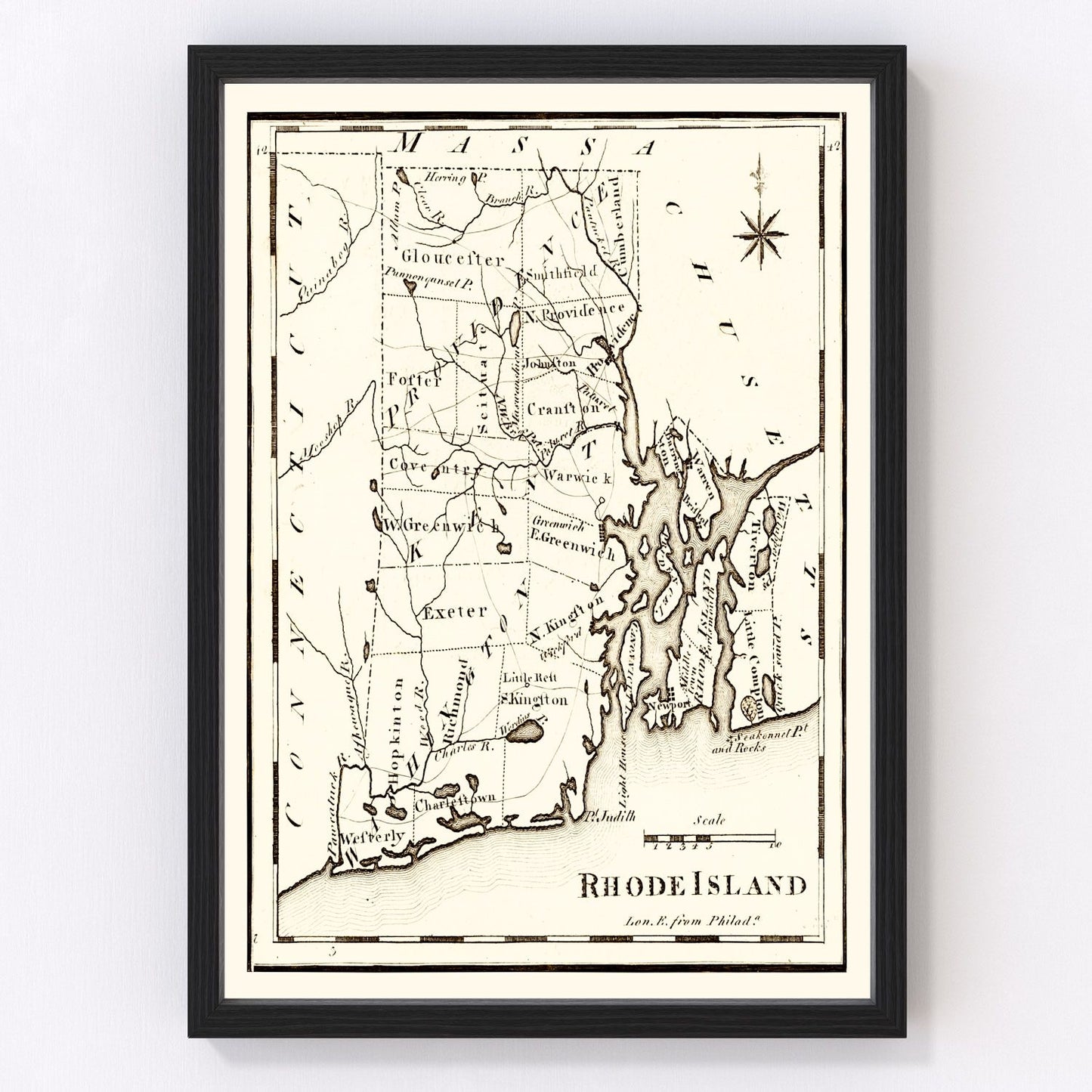 Vintage map of Rhode Island, 1795