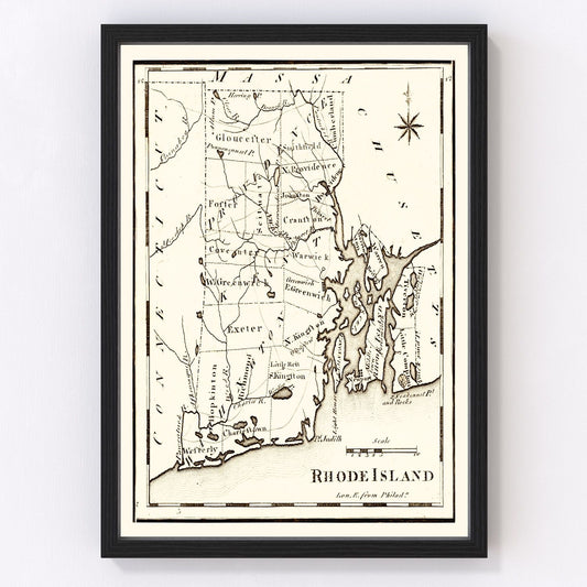 Vintage map of Rhode Island, 1795