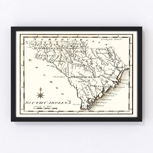 vintage map of South Carolina, 1795