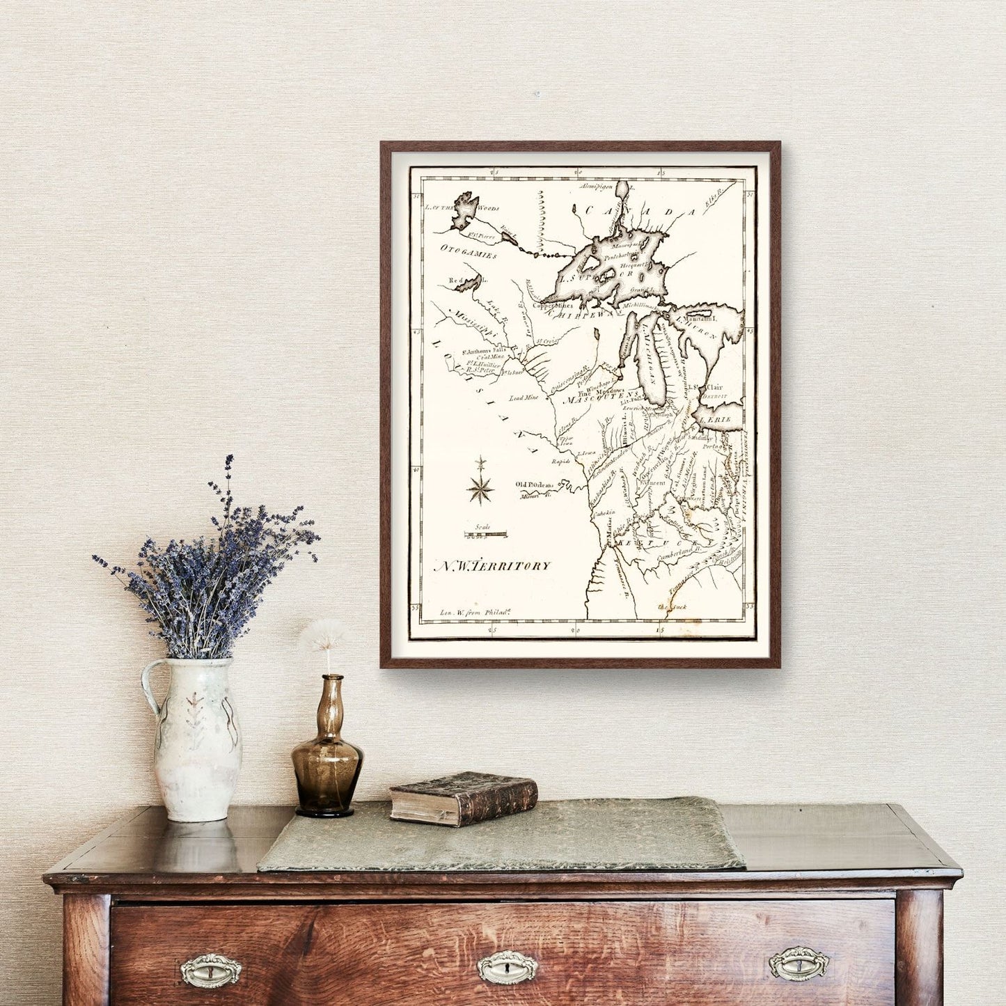 Vintage Map of the Northwest Territory, 1795