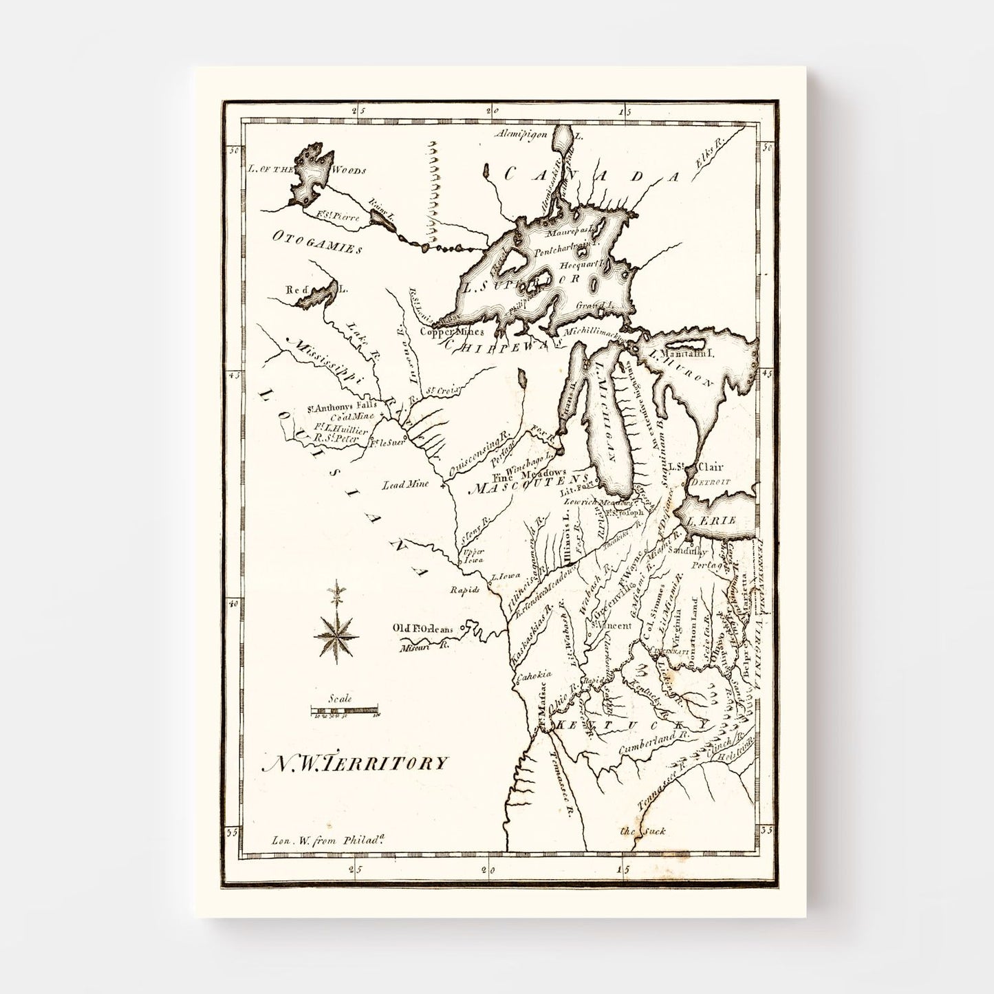 Vintage Map of the Northwest Territory, 1795