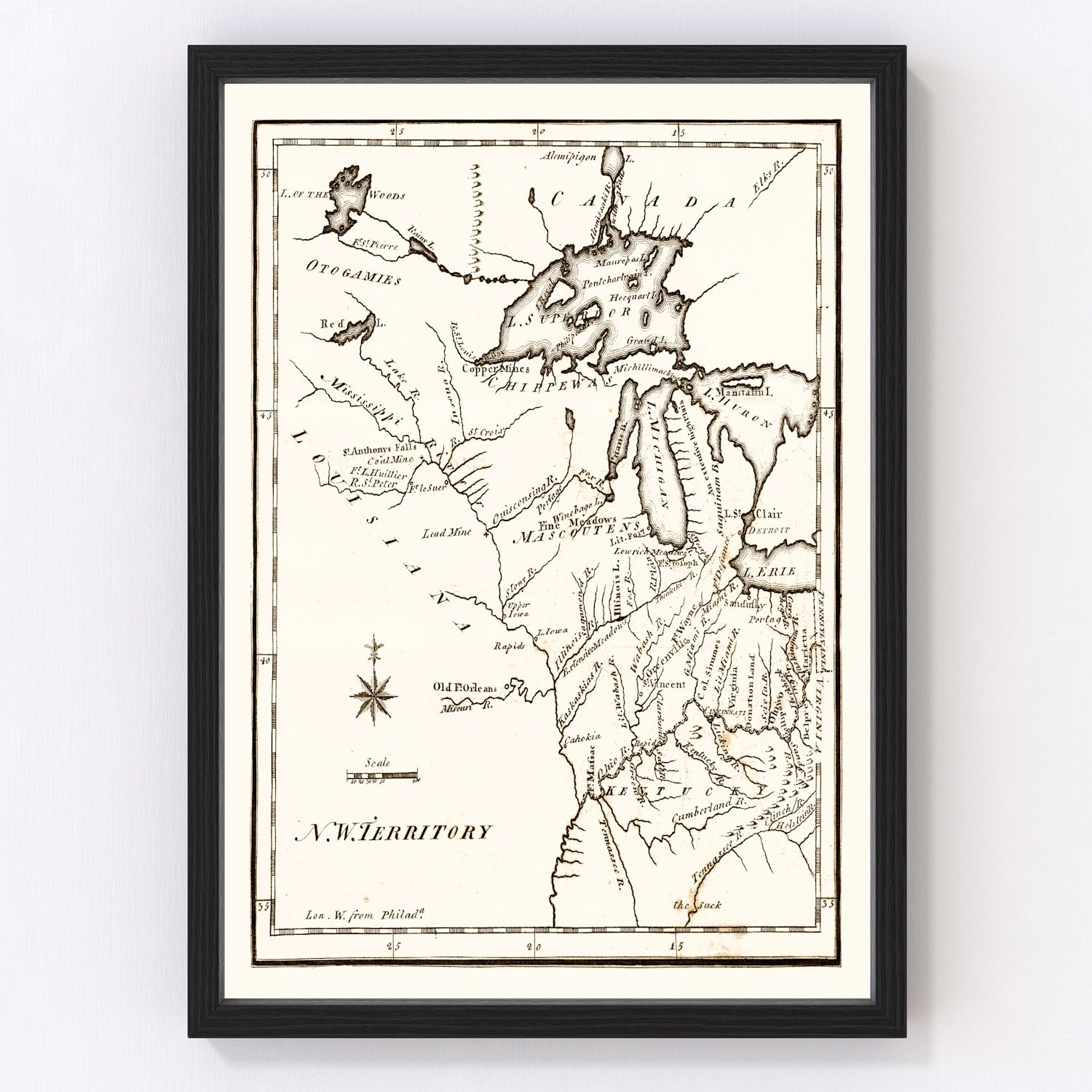 vintage map of the Northwest Territory, 1795
