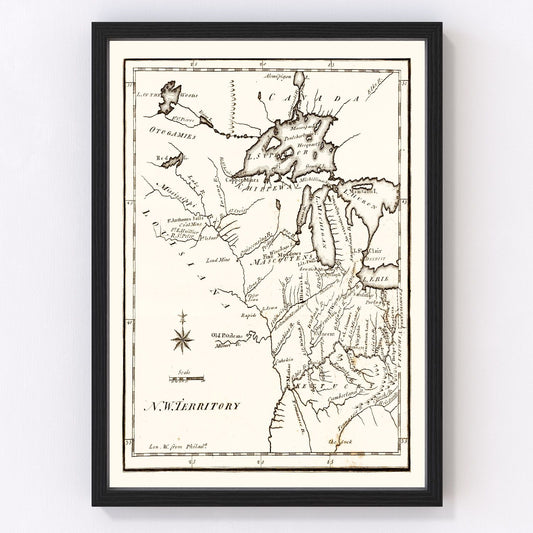 vintage map of the Northwest Territory, 1795