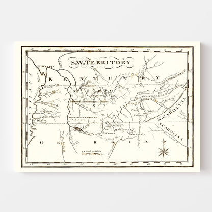 Vintage Map of the Southwest Territory, 1795