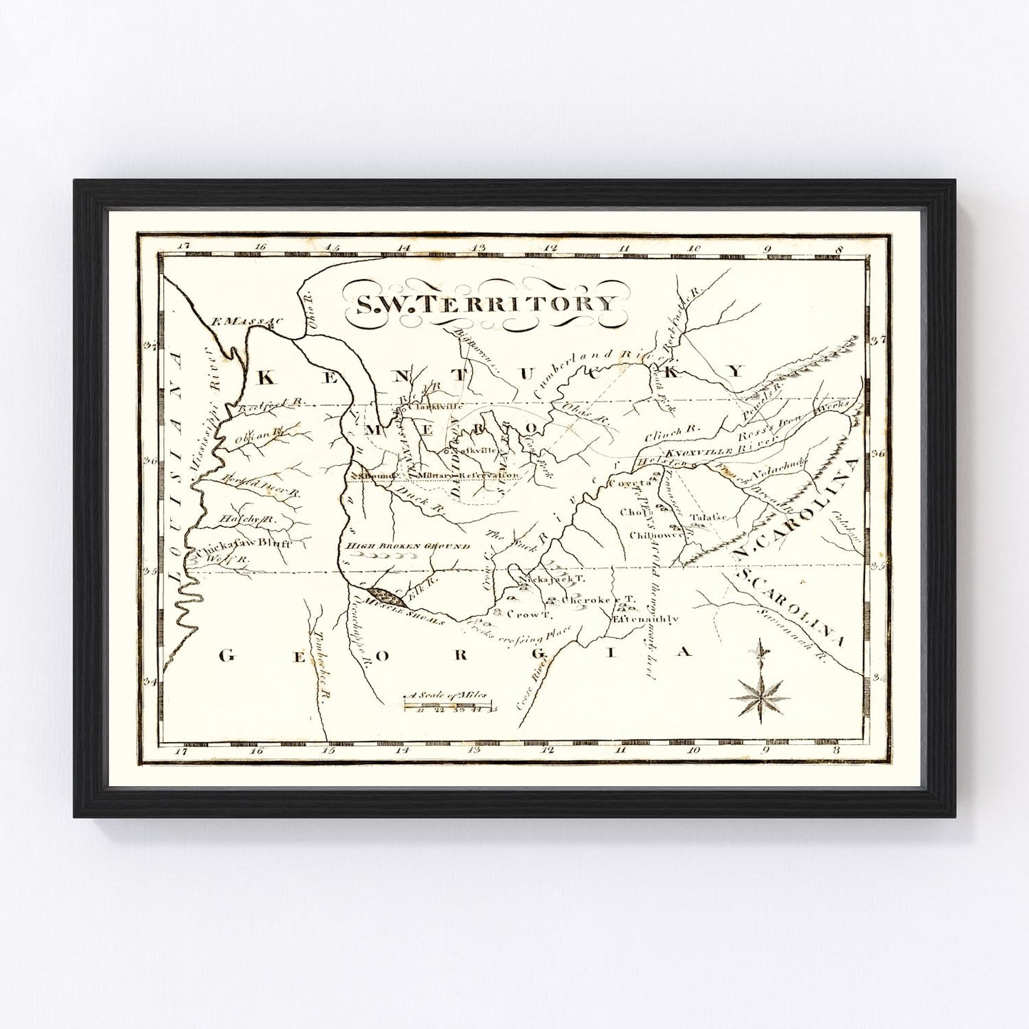 vintage map of the Southwest Territory, 1795