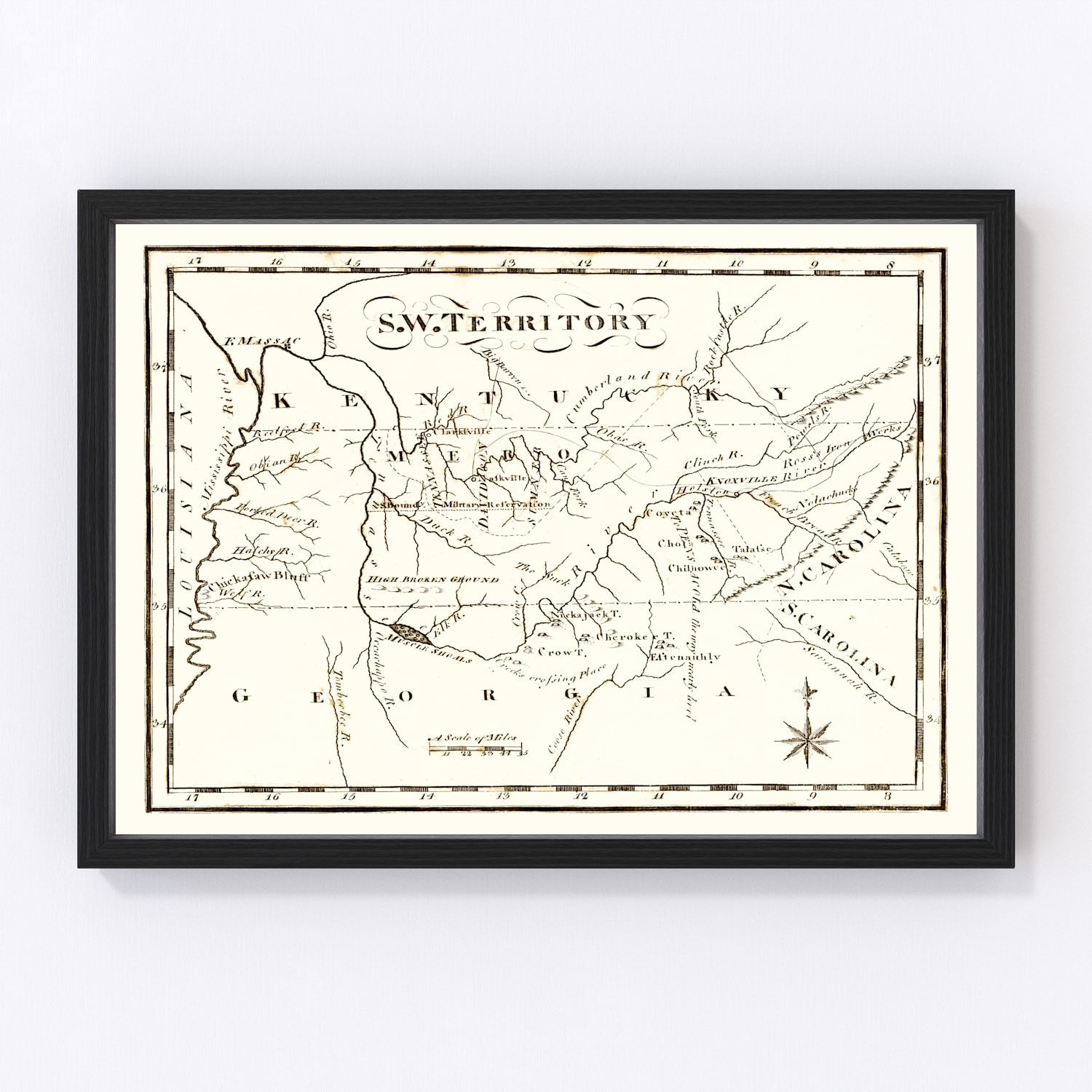 vintage map of the Southwest Territory, 1795