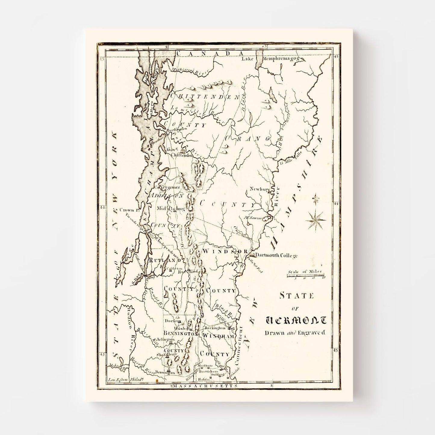 Vintage Map of Vermont, 1795 (No. 2)