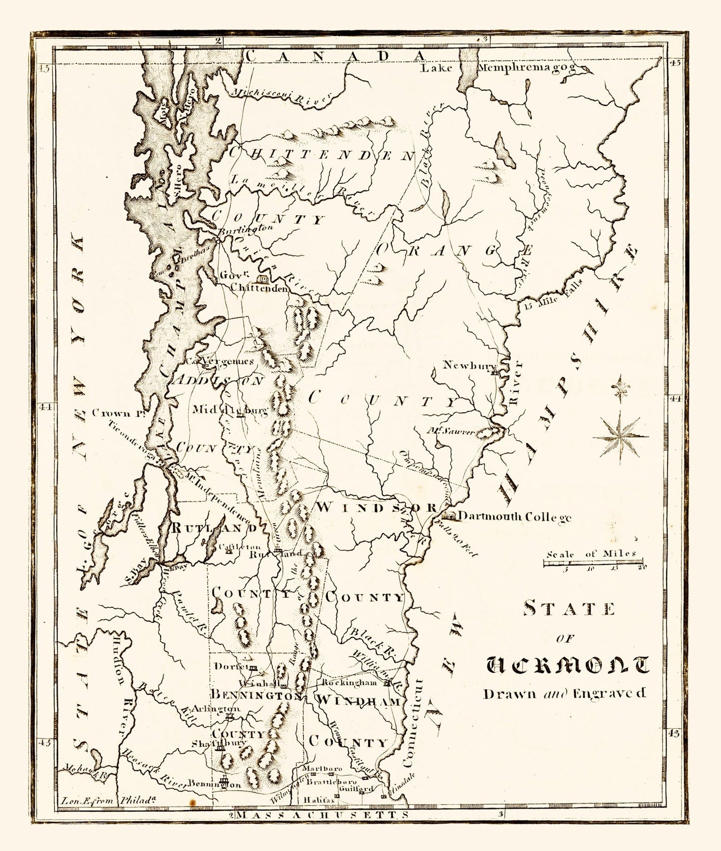 Vintage Map of Vermont, 1795 (No. 2)