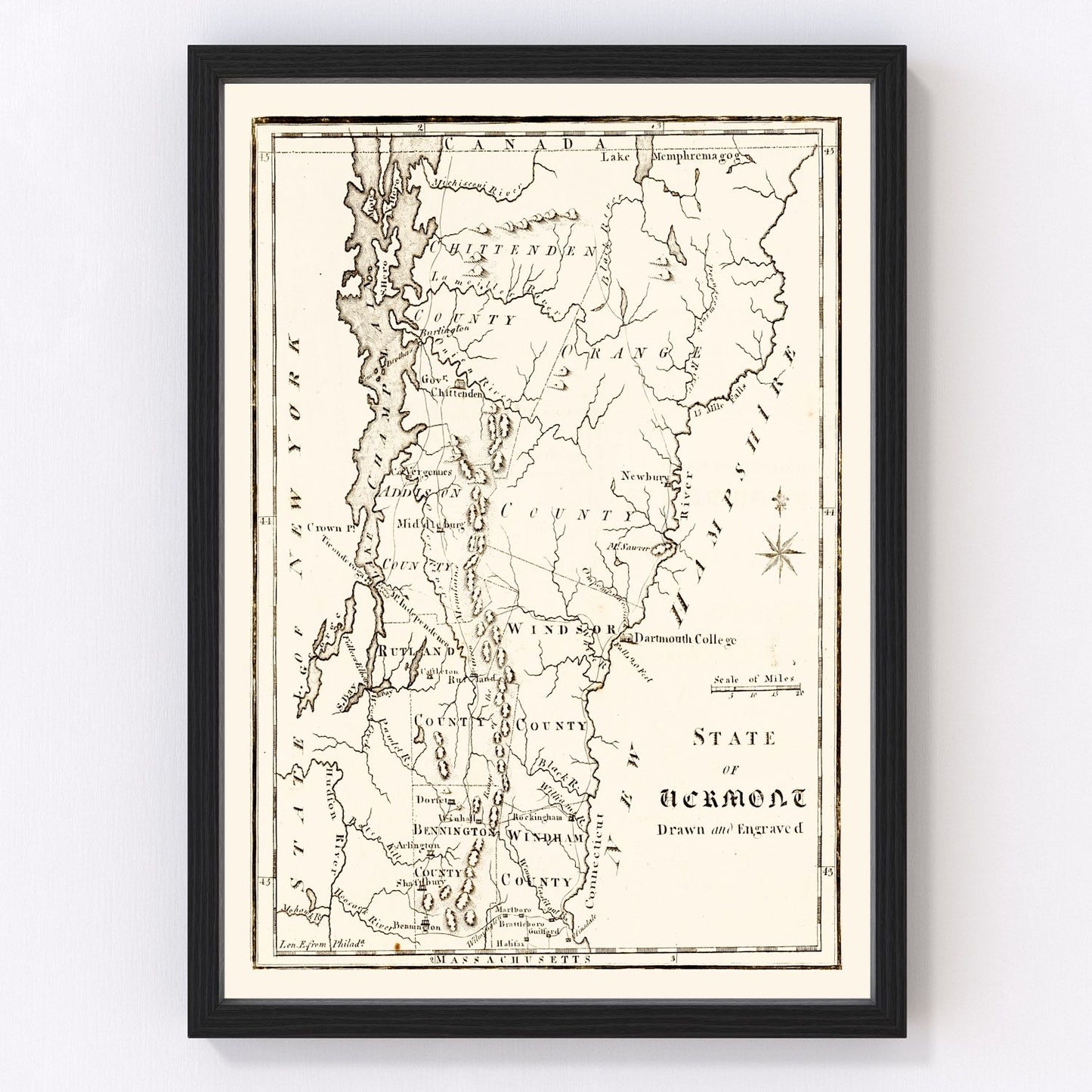 Vintage map of Vermont, 1795