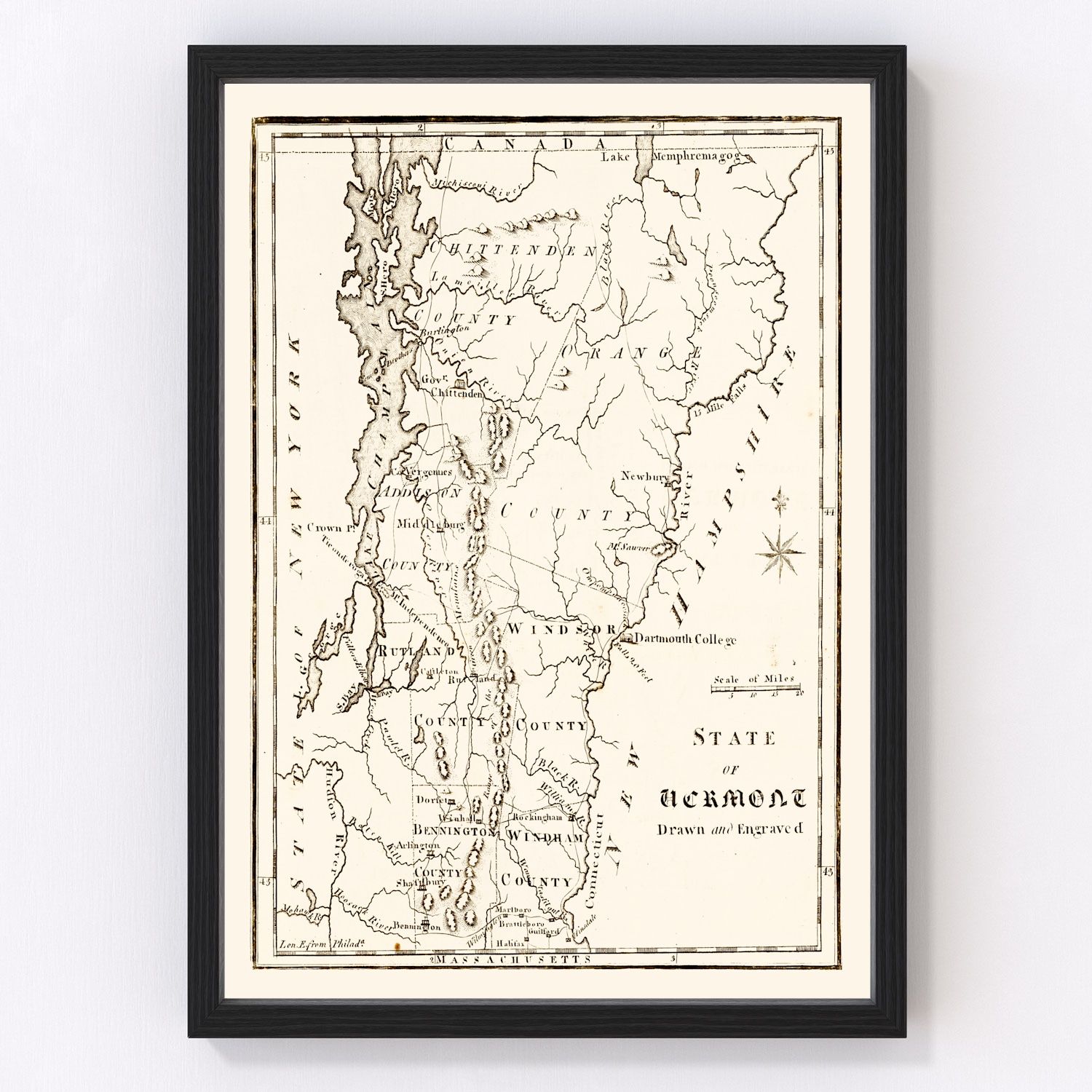 Vintage map of Vermont, 1795