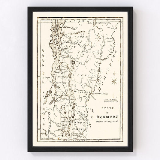 Vintage map of Vermont, 1795