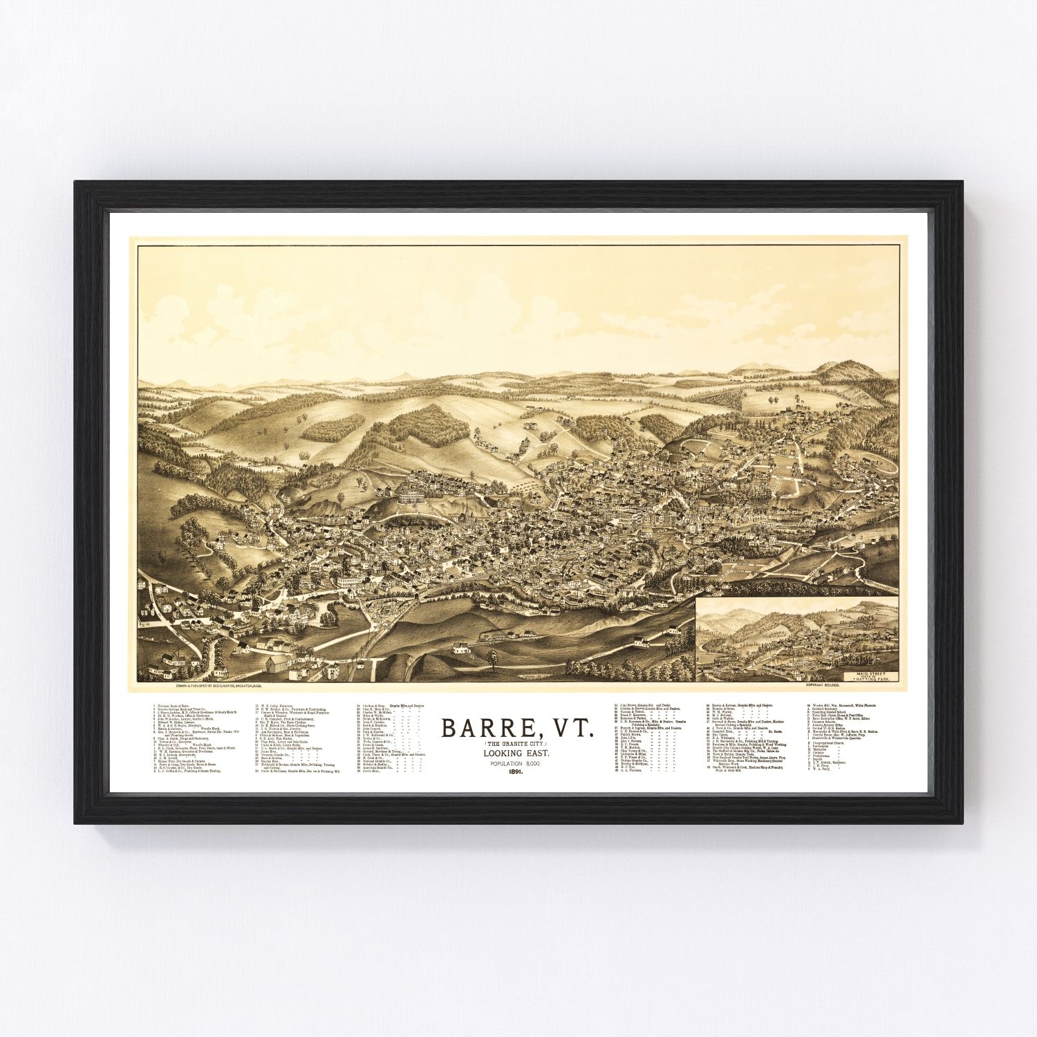 Vintage map of Barre, Vermont, 1891