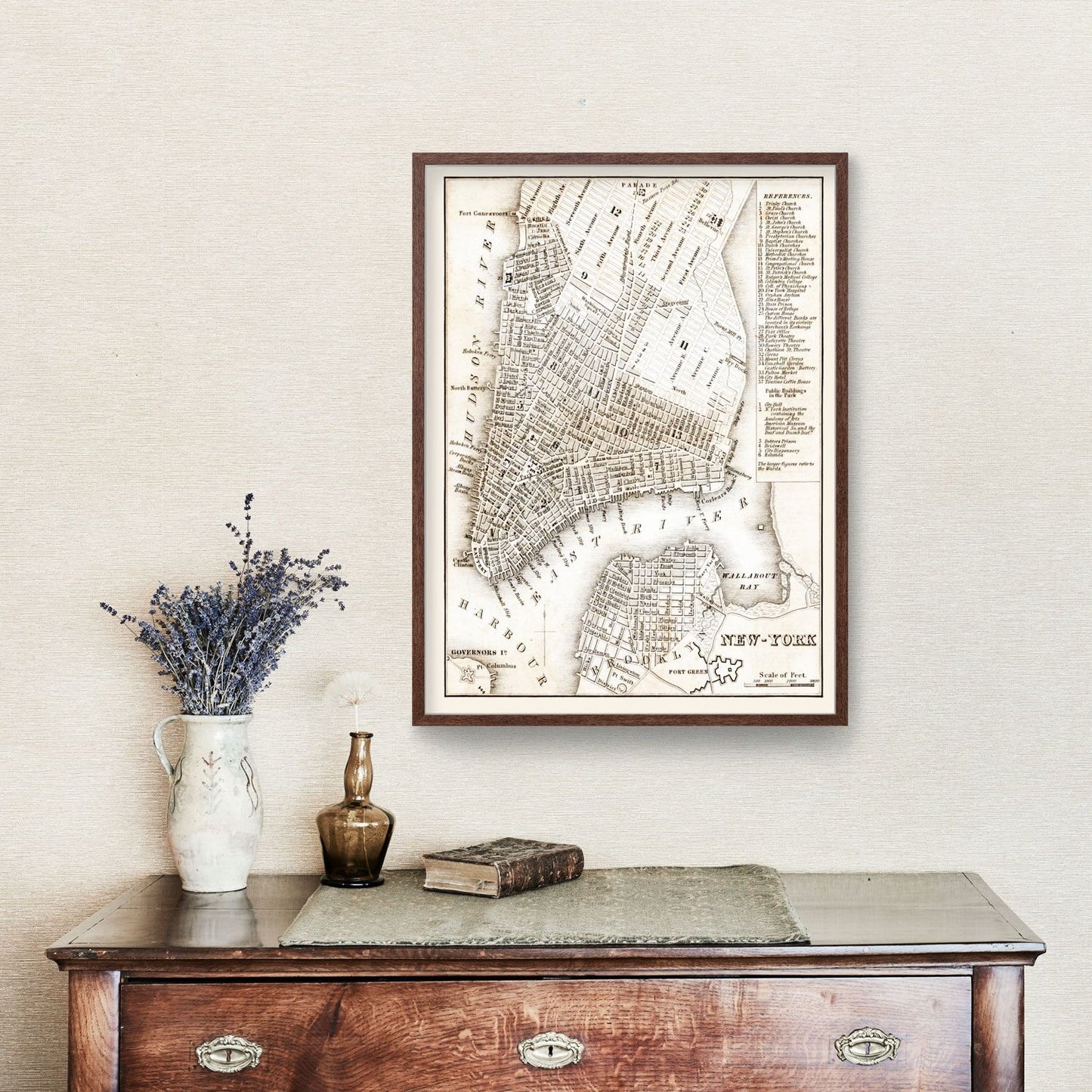 Vintage Map of New York City, Bronx County, New York, 1837