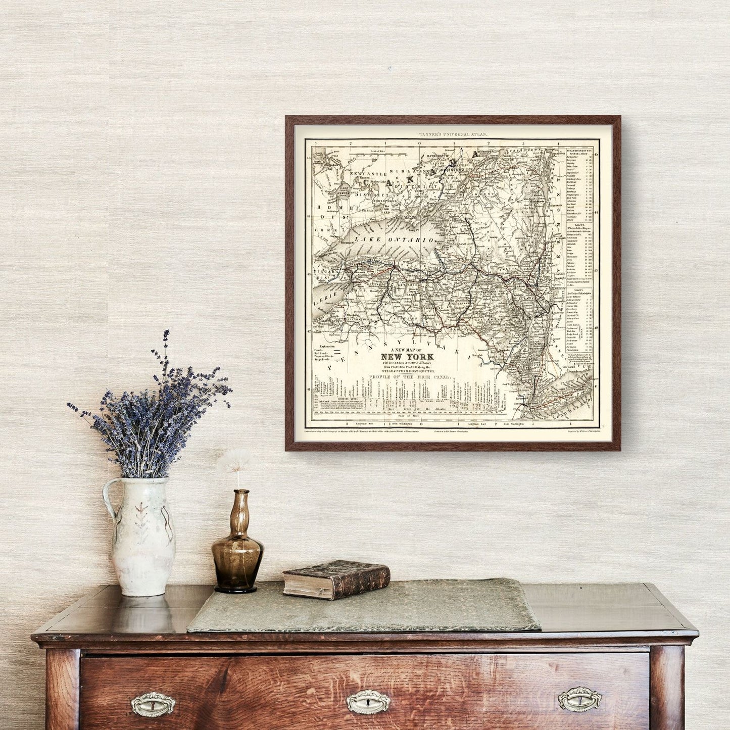 Vintage Map of New York State, 1840