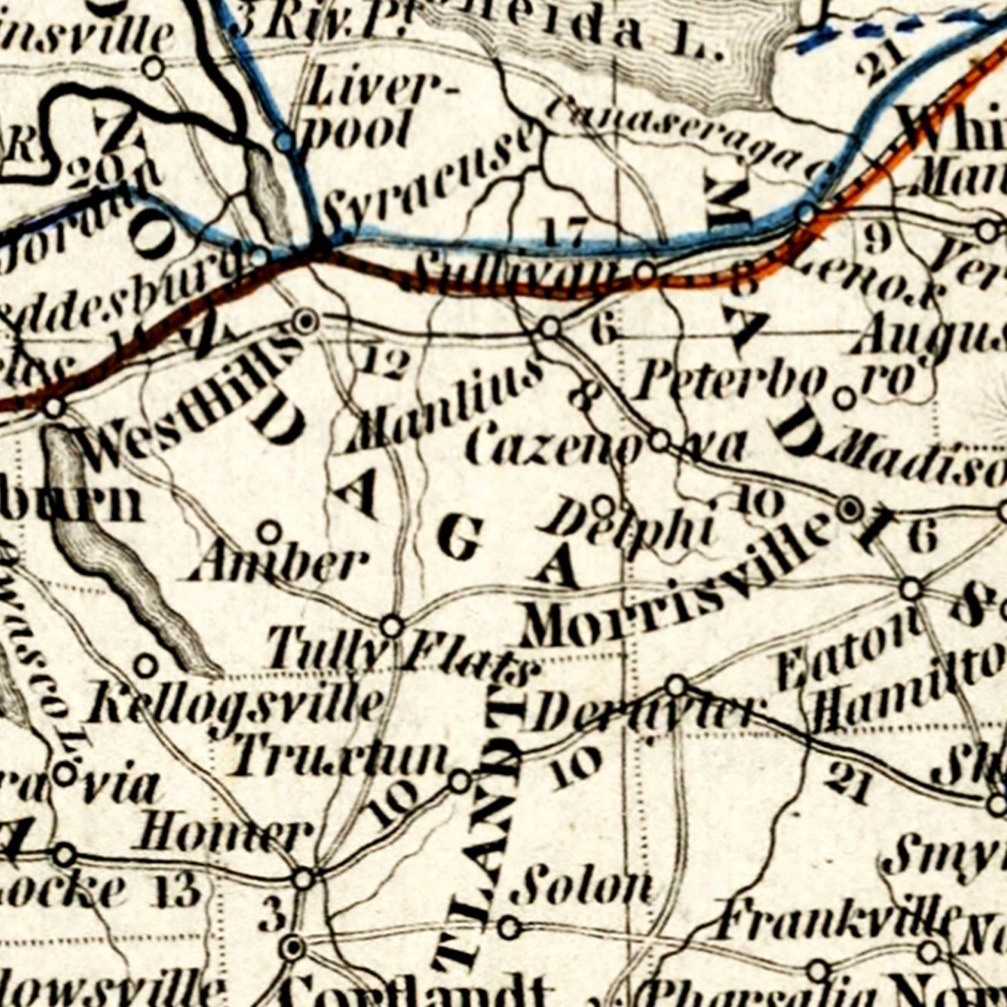 Vintage Map of New York State, 1840