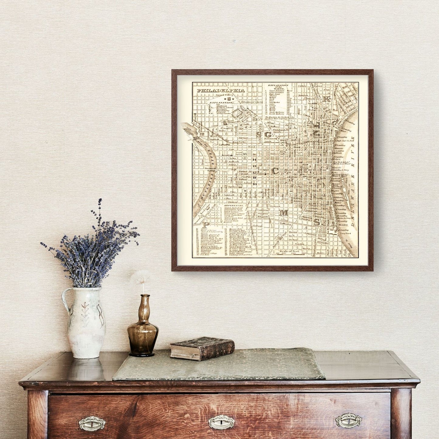 Vintage Map of Philadelphia, Pennsylvania, 1844, No. 2