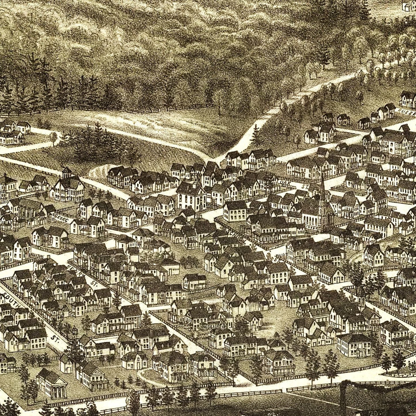 Vintage Map of Bellows Falls, Vermont, 1886