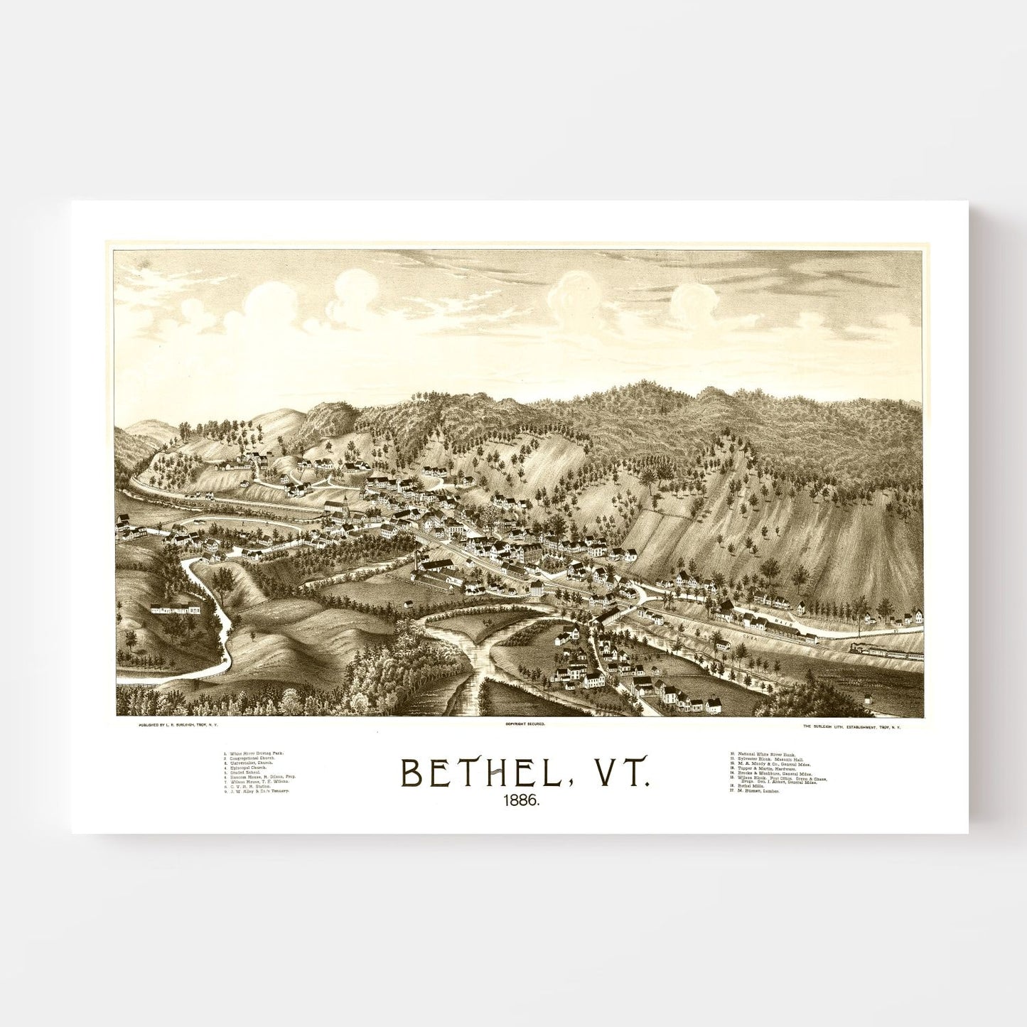 Vintage Map of Bethel, Vermont, 1886