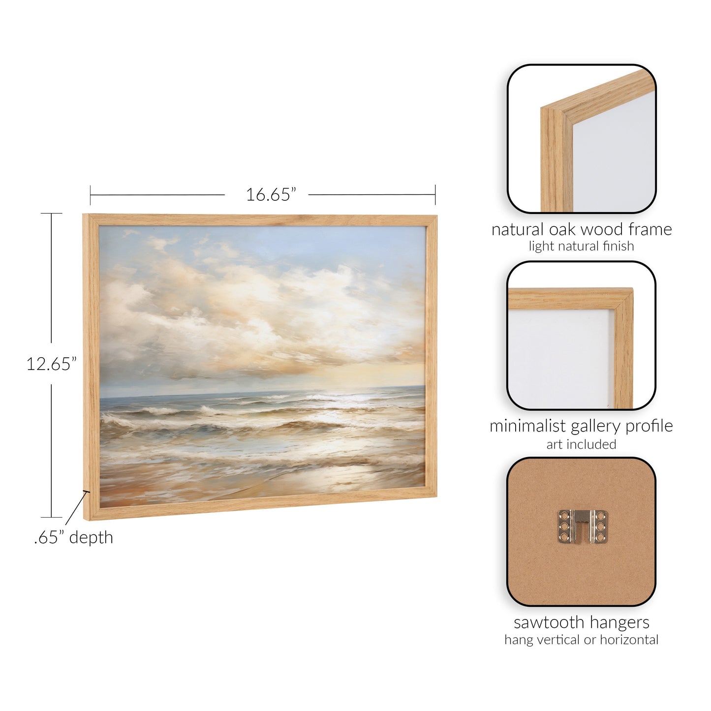 Beach Waves Sunset Coastal Framed Wall Art
