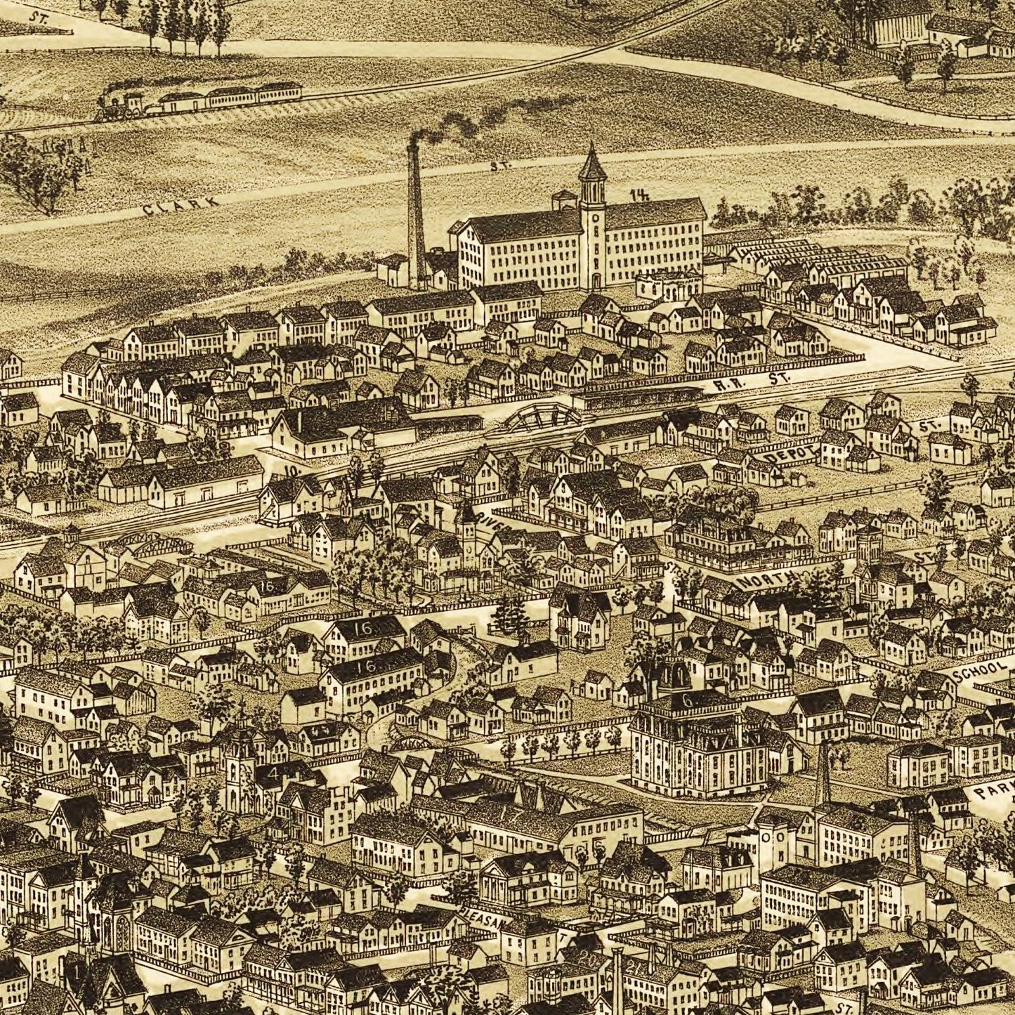 Vintage Map of Bennington, Vermont, 1887