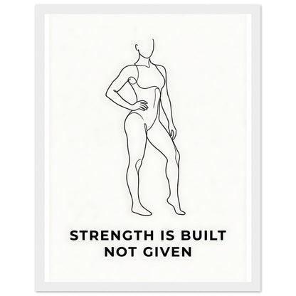 Women Fitness Poster - Strength Is Built Not Given - 27x35 cm / 11x14″ - White frame / Ready-to-hang - Sparkycare