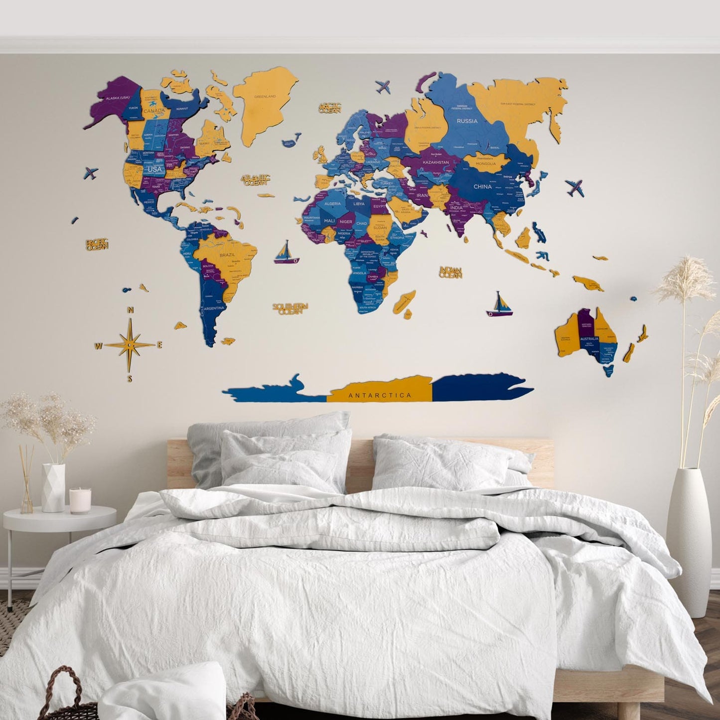 3D Wooden World Map Wall Art - Waterpark