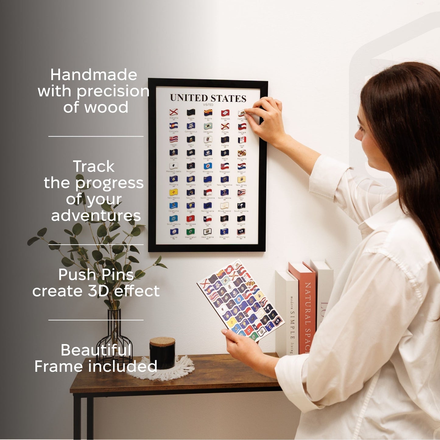US States Travel Tracker Poster Wall Art