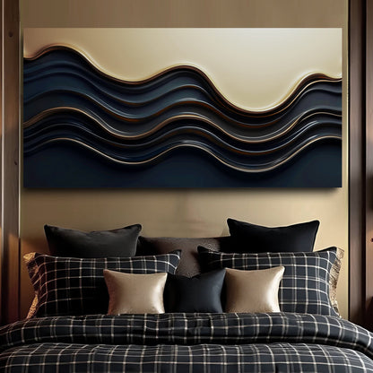 Black Wave Bands Under Cream and Gold canvas shown in a styled room setting, view 3