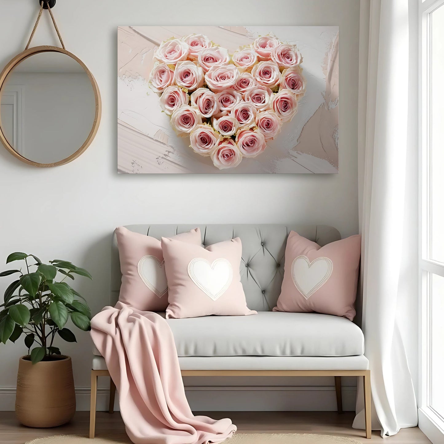 Floral Heart Canvas Wall Art Botanical Print