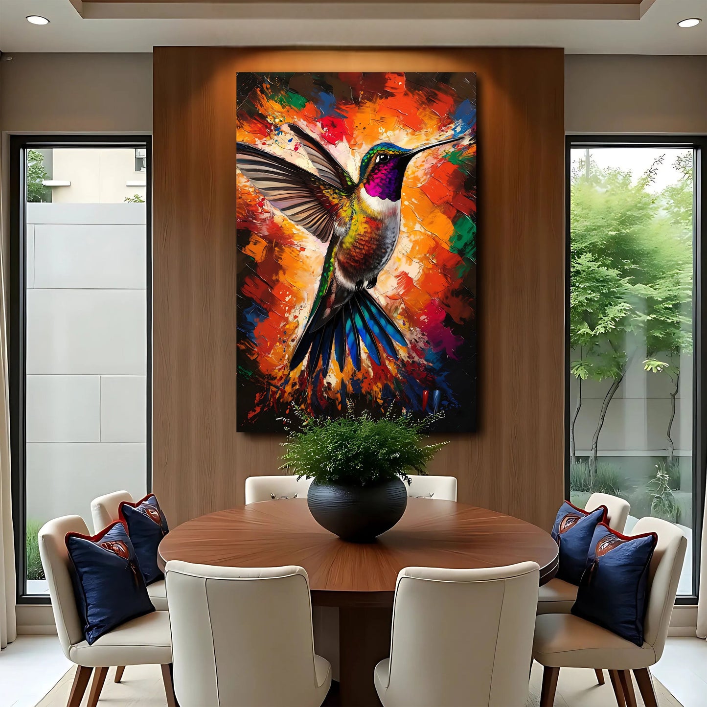 Hummingbird Abstract Canvas Wall Art