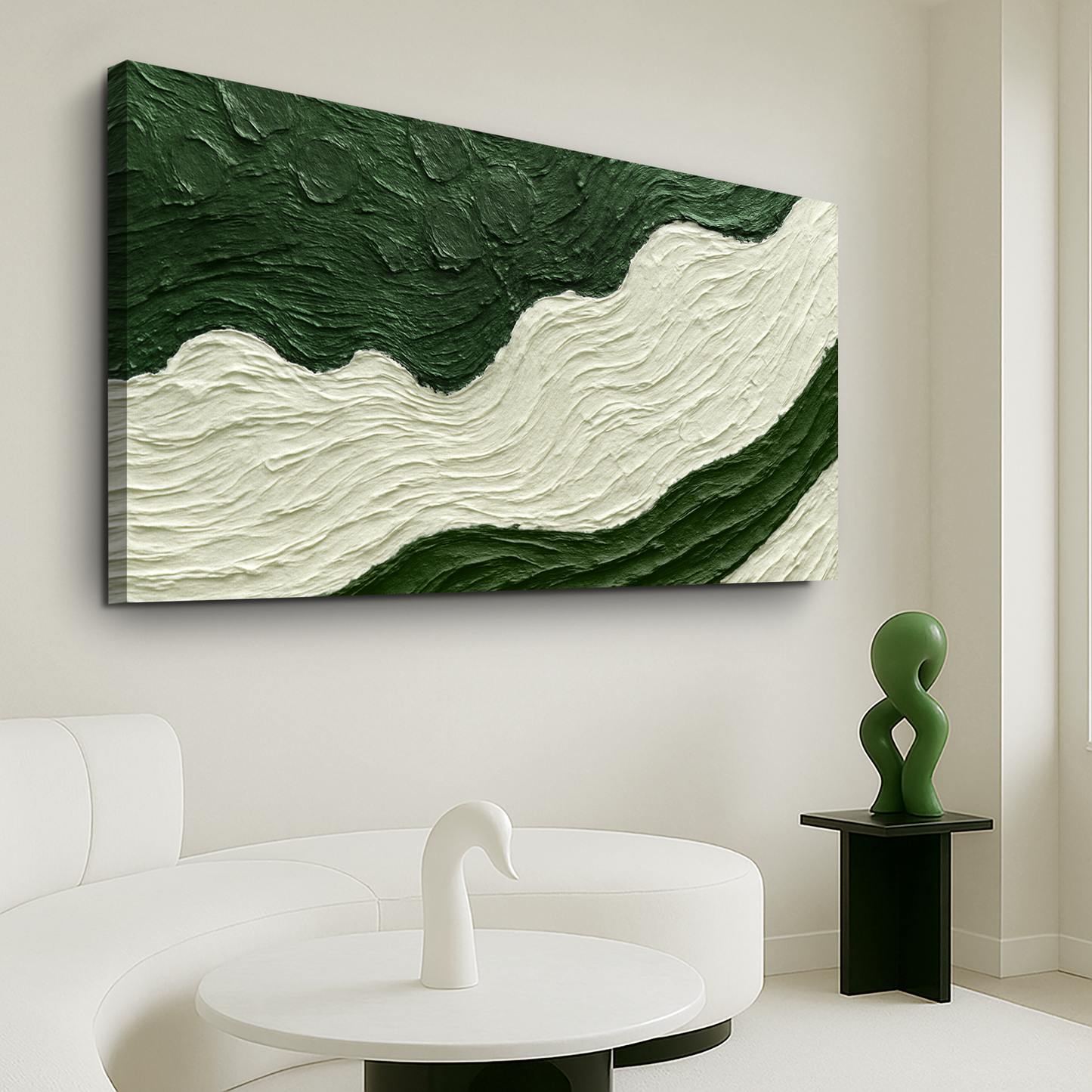 Green Rivers Abstract Canvas Wall Art VII
