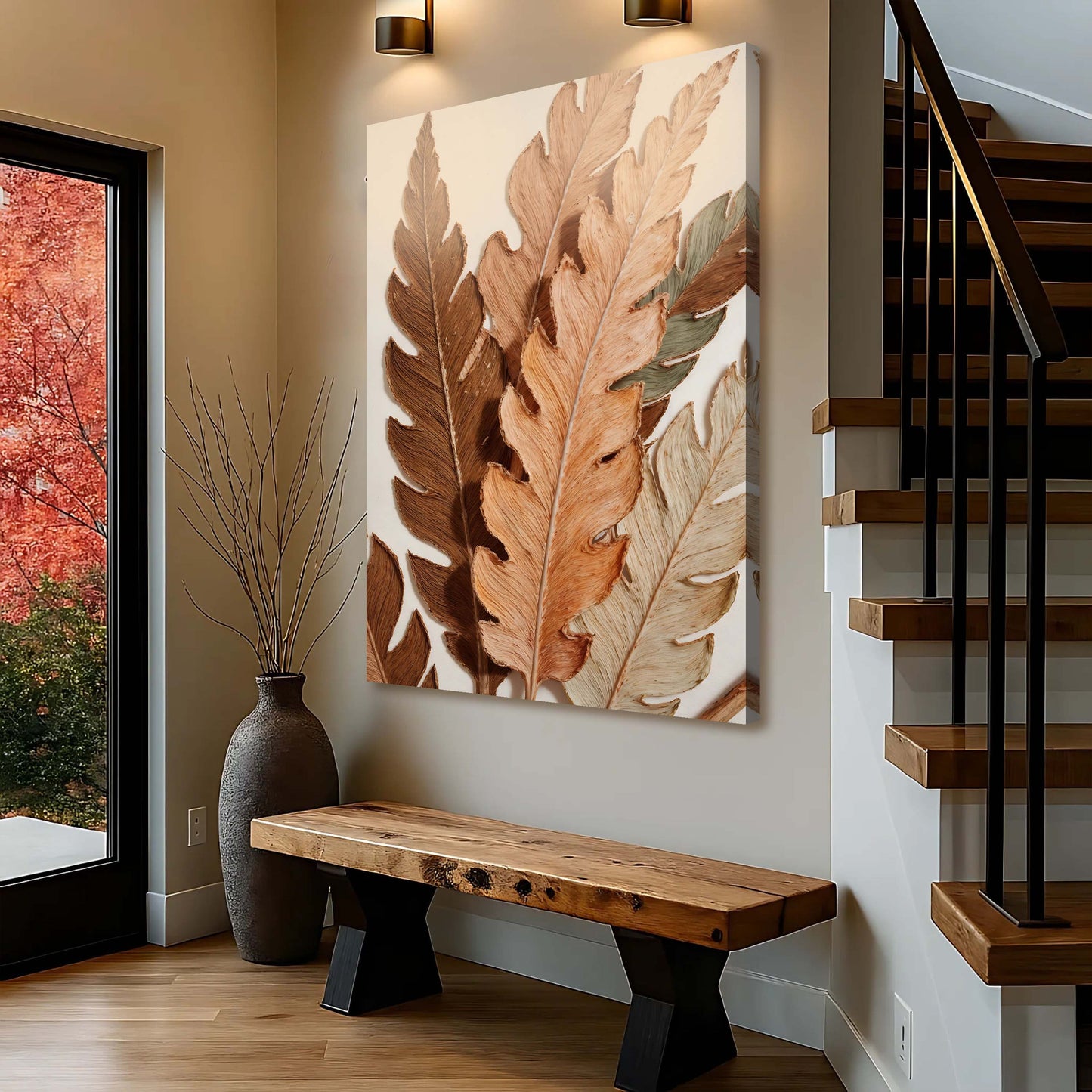Abstract Autumn Leaves Canvas Wall Art